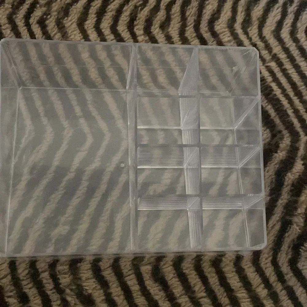 Two clear make up organizing tray